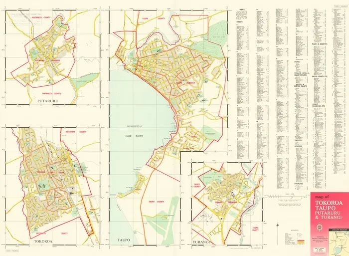 Map of Tokoroa, Taupo, Putaruru & Turangi.