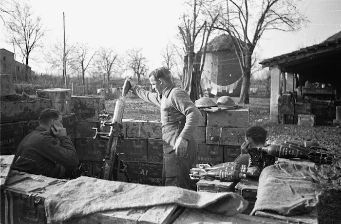 Kaye, George, 1914- : NZ mortar postion in the Faenza area