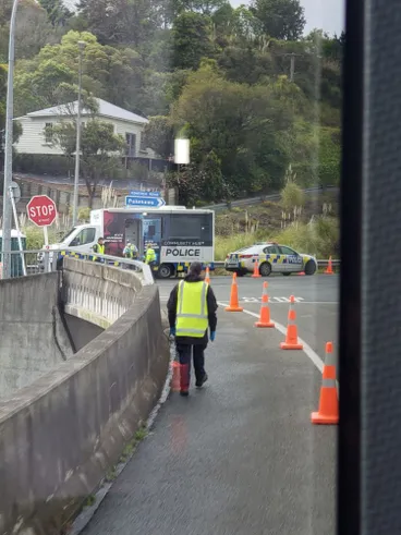 Image: Leaving day - Police checkpoint for Auckland