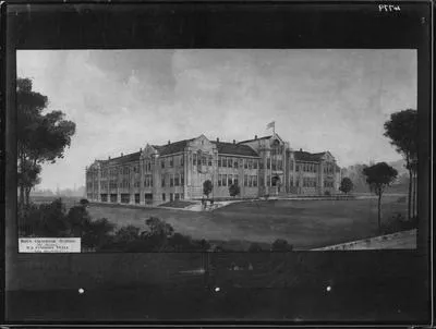 Mt Albert Grammar School, elevation. WA Cumming, architect.