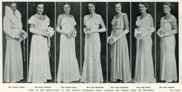 Some of the debutantes at the annual Wanganui Girls' College old pupils' ball on Thursday