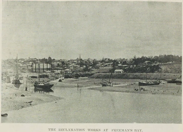 The reclamation works at Freeman's Bay