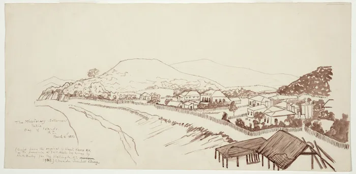 [Woore, Thomas] 1804-1877: The missionary settlement Pahia [sic] Bay of Islands, N.Z. March 21st, 1834. Copied, 1932