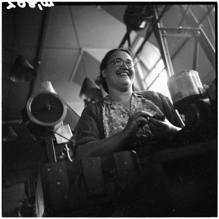 Woman working in a munitions factory in Hamilton during World War 2