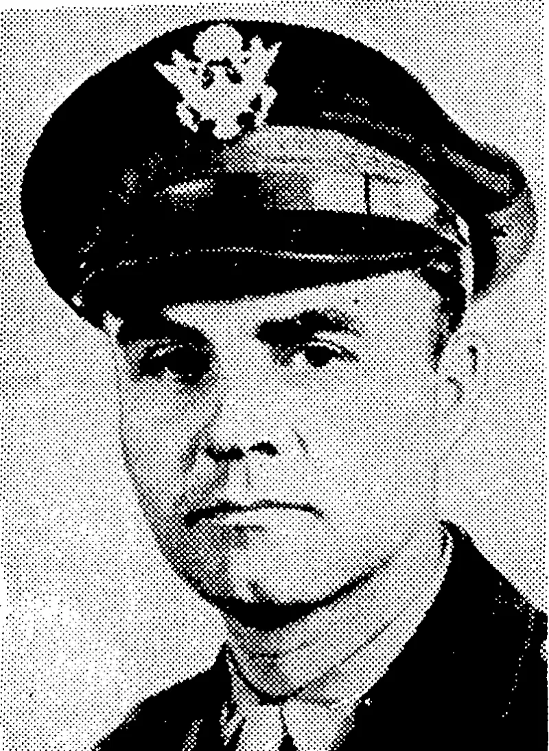 The men who dropped the first atomic bomb over Japan. Air Force Colonel Paul Tibbet (left) and Captain Robert A. Lewis, pilot and co-pilot respectively of the Super-Fortress "Enola Gay," from which the atomic bomb which devastated Hiroshima was dropped. The aircraft ivas named after Colonel Tibbet's mother. (Evening Post, 25 August 1945)