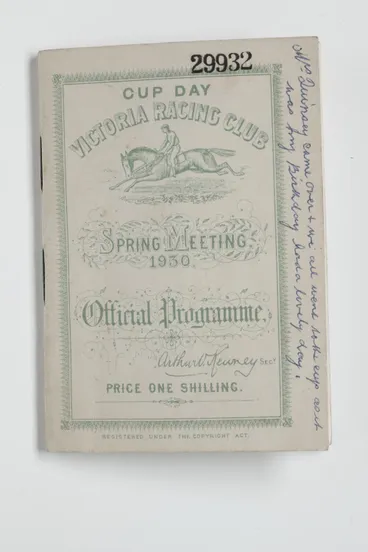 Image: Racing Programme - Official Programme, Cup Day, Spring Meeting, Victorian Racing Club, 1930