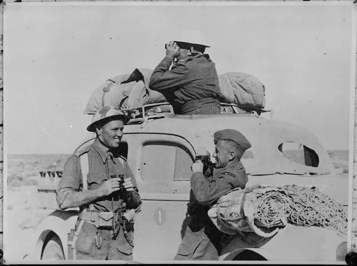Cricketer Lt H G Vivian meets All Black J Griffiths in Libya, World War II - Photograph taken by J C White