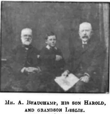 Image: Mr. A. Beauchamp, his son Harold, and grandson Leslie
