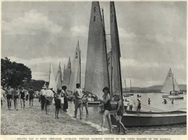 Image: Regatta day at Point Chevalier, Auckland: popular yachting fixture on the upper reaches of the harbour