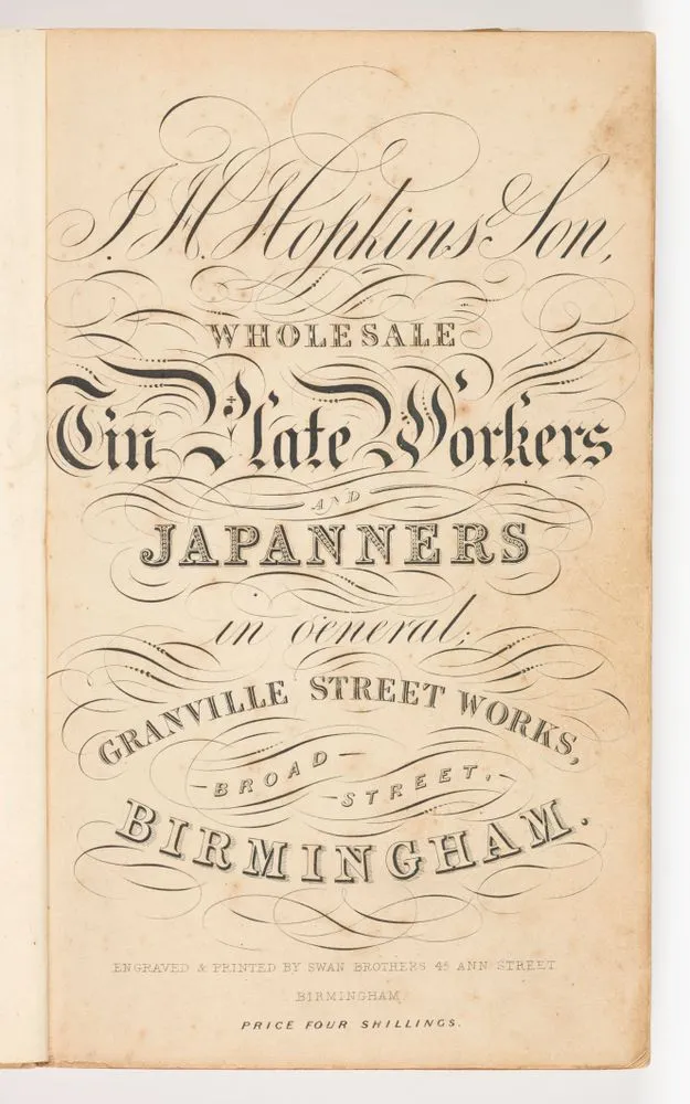 J.H.Hopkins Son, wholesale tin and plate workers and japanners in general ; Granville Street Works, Broad Street, Birmingham