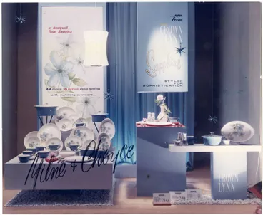 Image: Milne and Choyce window display of Crown Lynn pottery