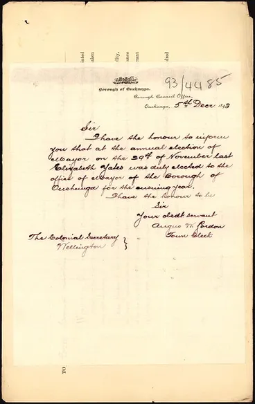 Elizabeth Yates elected Mayor of Onehunga Image: Elizabeth Yates elected Mayor of Onehunga