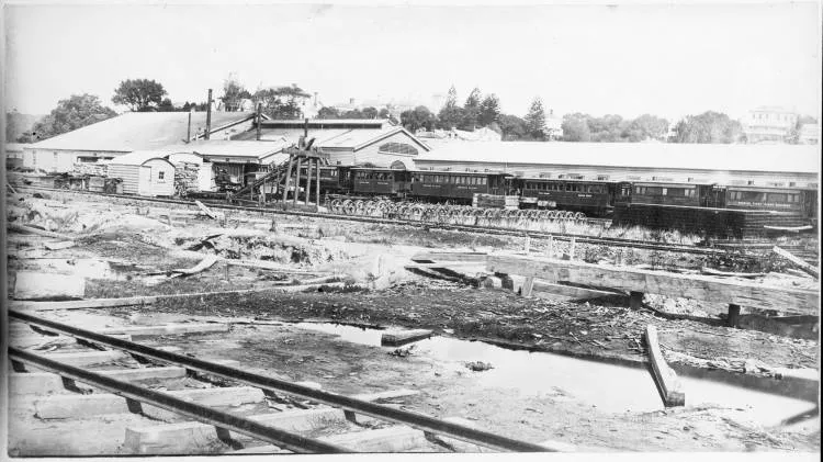 Auckland Railway station and yards, 1880