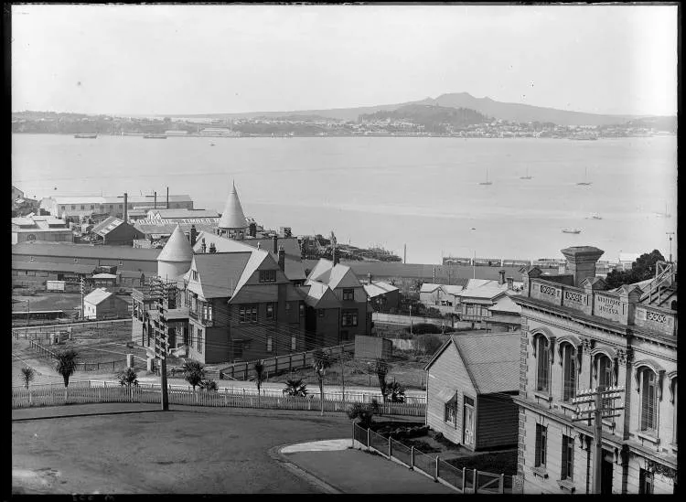 The Waitematā Harbour, Devonport and Rangitoto, 1902
