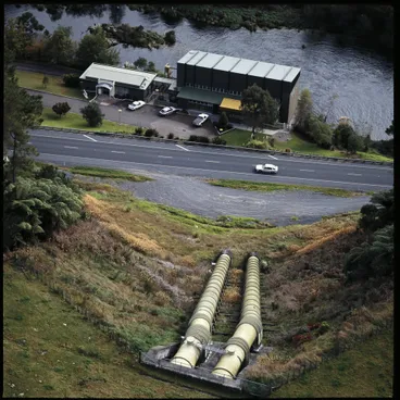 Image: Ruahihi Power Station from above the penstocks in 1996.