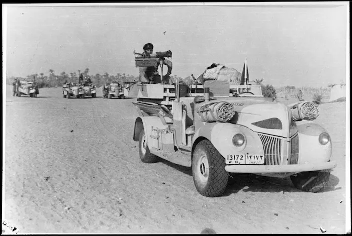 LRDG column waiting for the surrender of Fort Traghen
