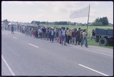 Image: Participants in Māori Land March near Tukorehe Marae
