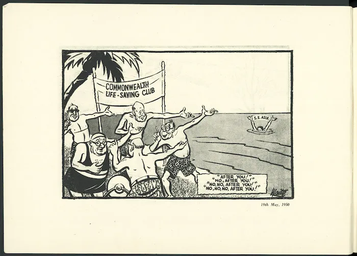 Waite, Keith, 1927-2014 :'After you!' 'No, after you!' 'No, no, after you!' 'No, no, no, after you!' Otago Daily Times, 19 May 1950.