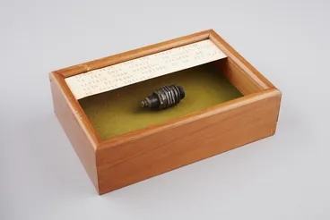 Image: Maker unknown :Spark plug from the first 'plane to fly Cook Strait - 25 August 1920. Captain Euan Dickson piloted an Avro bi-plane powered by an 110 H. P. Le Rhone engine.
