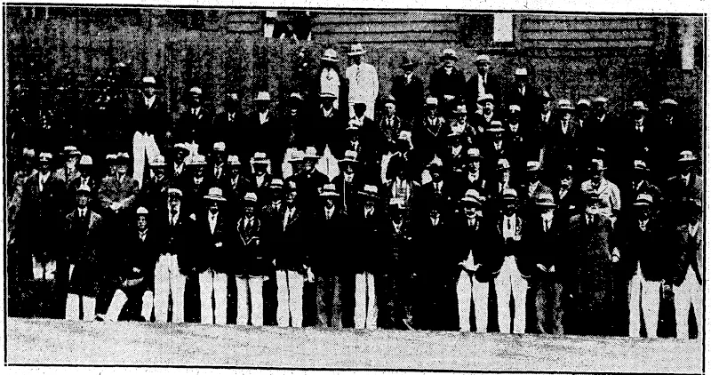 VETERAN BOWLERS WHO ASSEMBLED YESTERDAY.-'Tctera/w' Day" on ,/ie Wellington g,een tuas ma,red yestaday by rain, and JAPANESE "BRASS-HATS" IN MANCHURIA 't' ' " a had to.be postponed nil a later date. The pkoiopaph skovs the Jarga number, of veteLs Iho cabled elly in tie lay to take o§^^Pj^^JuJS^^ti^L.lli. par m p ay. Wr^. o^erof joßs< – (Evening Post, 04 February 1932)