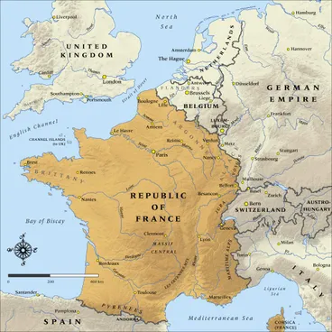 Image: Map of the Republic of France in 1914