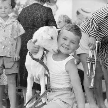Image: Child with goat at the Soundshell, 1960