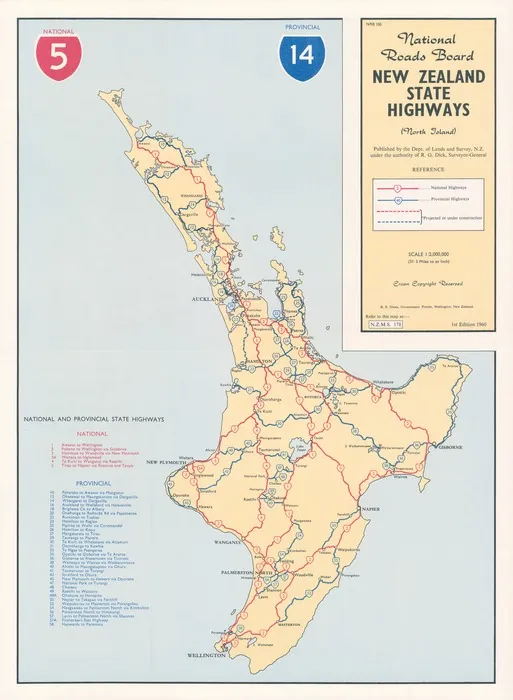 New Zealand state highways (North Island) ; New Zealand state highways (South Island) / National Roads Board.