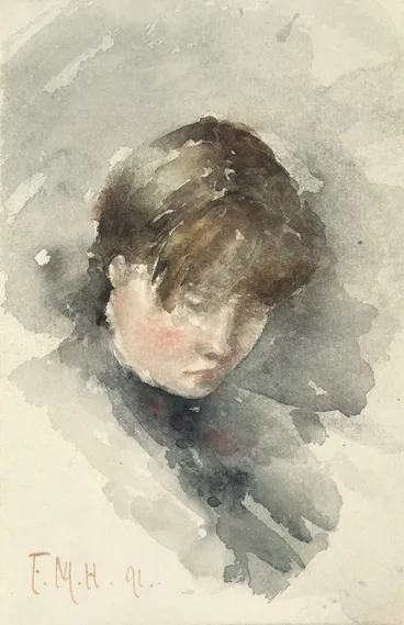 Image: Hodgkins, Frances Mary, 1869-1947 :[Girl reading. 18]91.