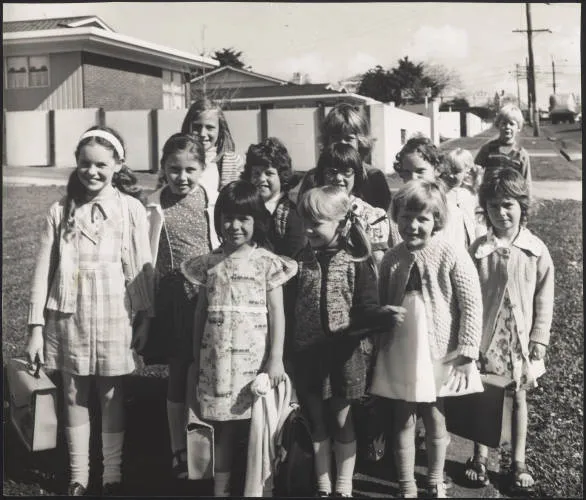 Walking to school, Manurewa, 1977