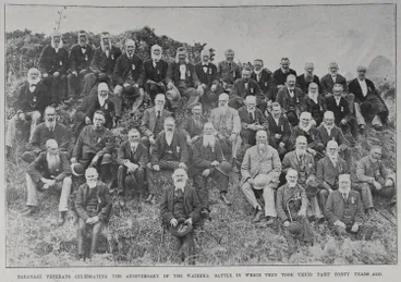 Image: Taranaki veterans celebrating the anniversary of the Waireka battle in which they took their part forty years ago I