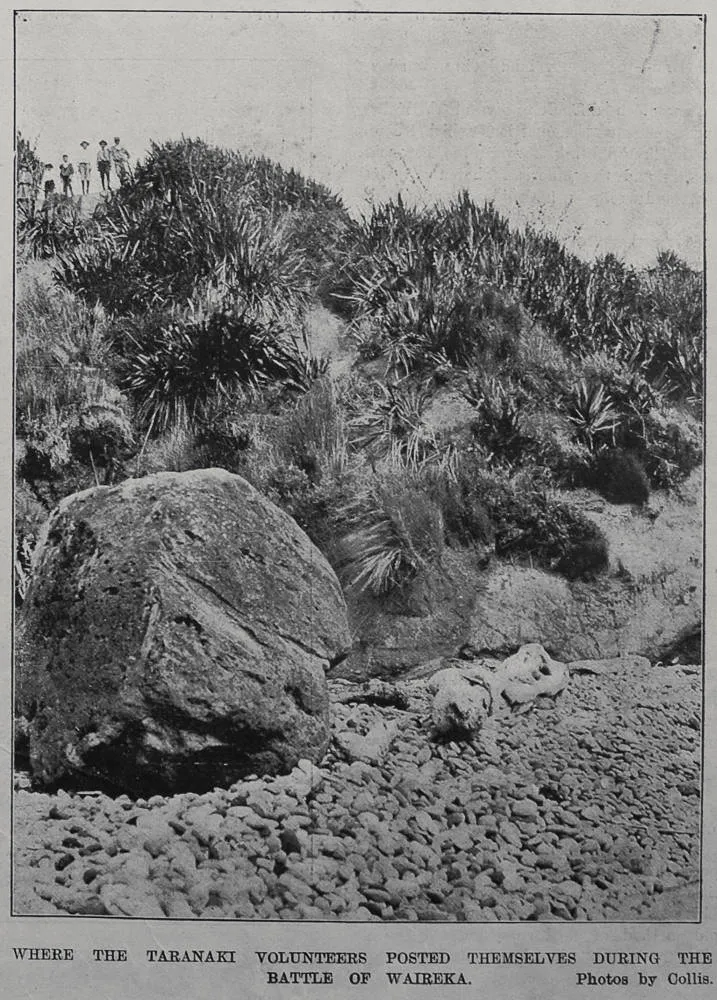 Where the Taranaki Volunteers posted themselves during the battle of Waireka