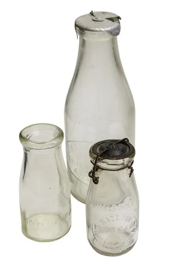 Image: Milk and Cream bottles x 3