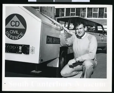 Image: Eric Spittal with Civil Defence Trailer