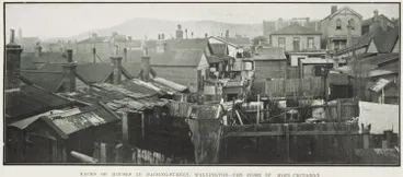 Backs of houses in Haining Street, Wellington - the home of John Chinaman Image: Backs of houses in Haining Street, Wellington - the home of John Chinaman