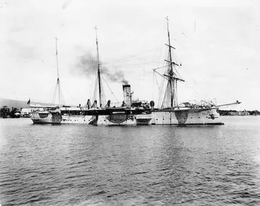Image: Samoa. German warship in Apia Harbour