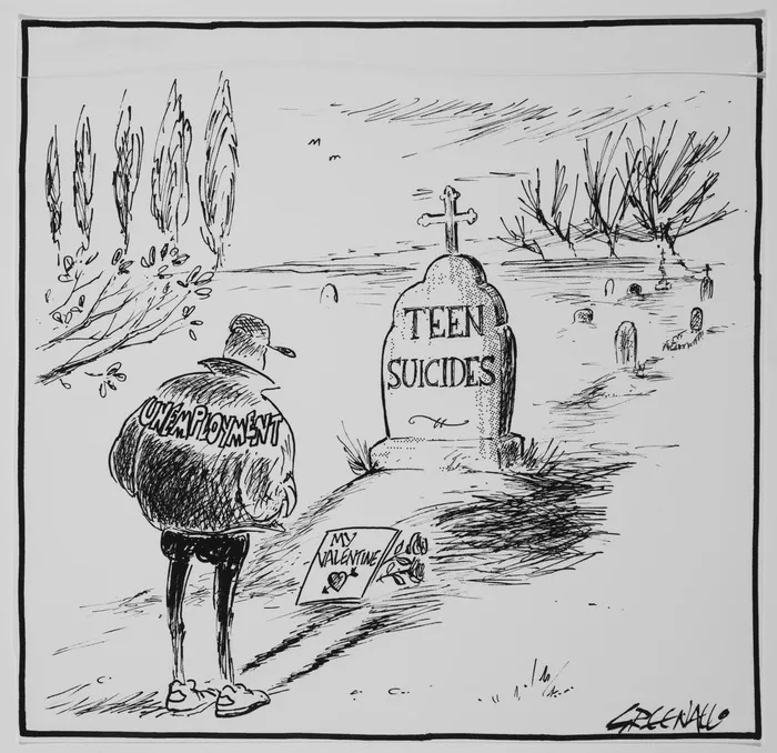 Greenall, Frank, fl 1980s-1990s :Unemployment ; Teen suicides ; My Valentine 14 February 1993