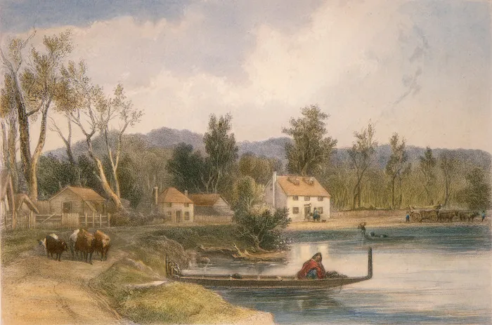 Brees, Samuel Charles 1810-1865 :Aglionby Arms (Burcham's) River Hutt [Between 1842 and 1845] Drawn by S C Brees ; engraved by Henry Melville [London, 1847]