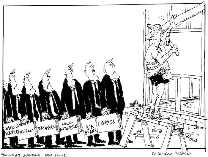 Inspection Services. Insurers. Parliament. Local authorities. BIA BRANZ. Lawyers. Progressive Building, 20 November 2002