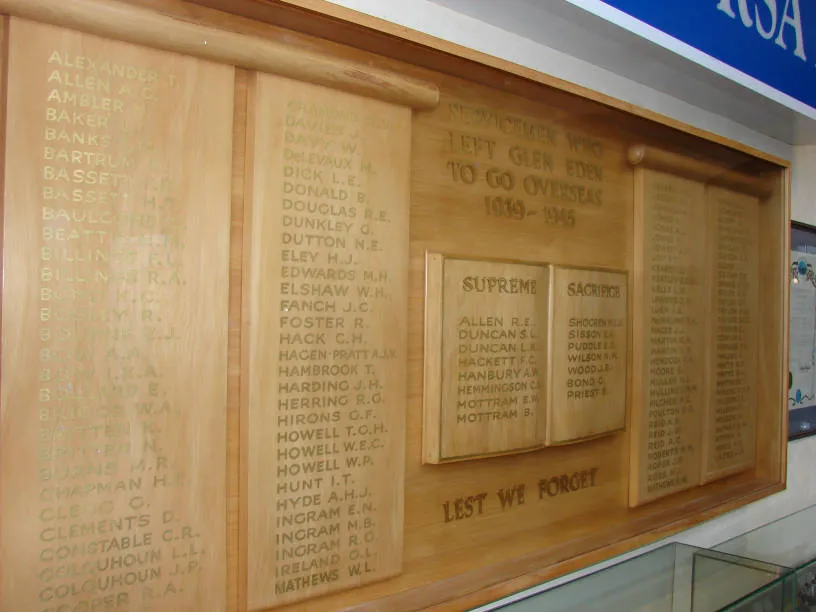 Glen Eden roll of honour, Glen Eden RSA, 2014