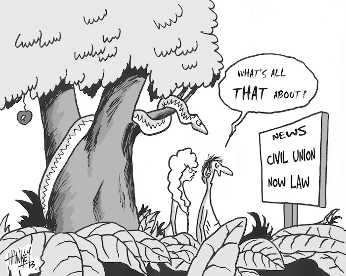 Hawkey, Allan Charles, 1941-:News. Civil Union now law. Waikato Times, 28 April, 2005.