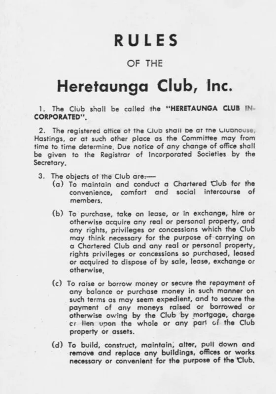 Heretaunga Club Rules