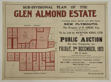 Image: Subdivisional Plan of the Glen Almond Estate [poster]