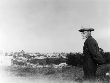 Joseph Frear surveys the growing township of Hamilton, which he literally helped to build Image: Joseph Frear surveys the growing township of Hamilton, which he literally helped to build