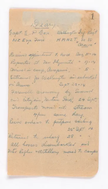 Image: Diary, Gallipoli