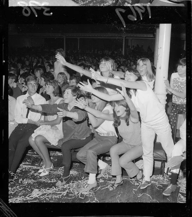 Teenage fans at the Walker Brothers concert in the Wellington Town Hall