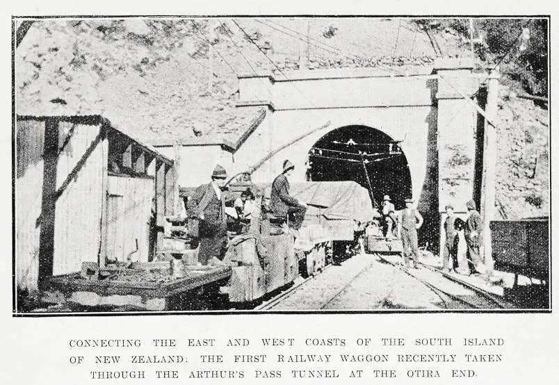Connecting the East and West Coasts: the first railway wagon through the Arthur's Pass Tunnel