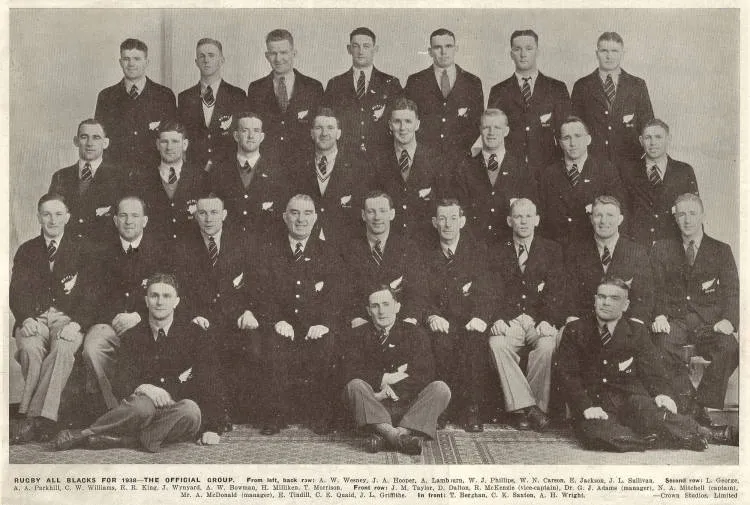 Rugby All Blacks for 1938 - The official group