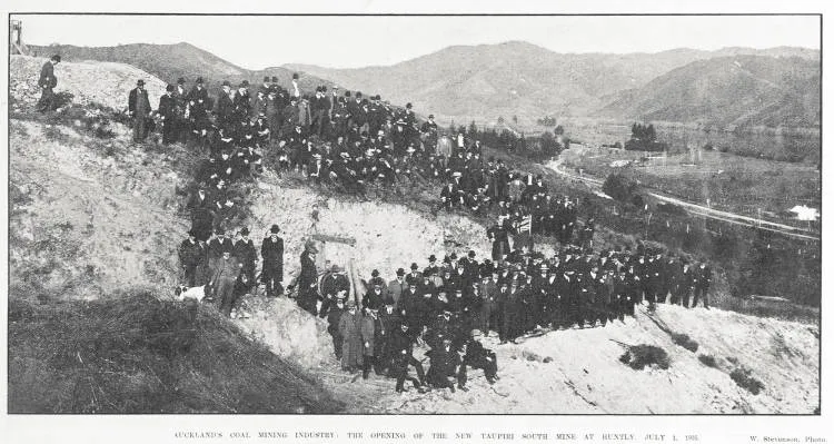 AUCKLAND'S COAL MINING INDUSTRY: THE OPENING OF THE NEW TAUPIRI SOUTH MINE AT HUNTLY. JULY 1, 1905