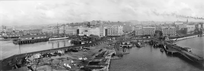 Auckland wharves and waterfront, 1908