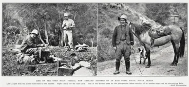 Image: Life on the open road: typical New Zealand drovers on an East Coast route, North Island